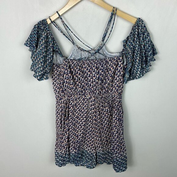 Anthropologie Elevenses Madalenna Open Shoulder Ruffle Romper Size XS Bohemian - Picture 13 of 13